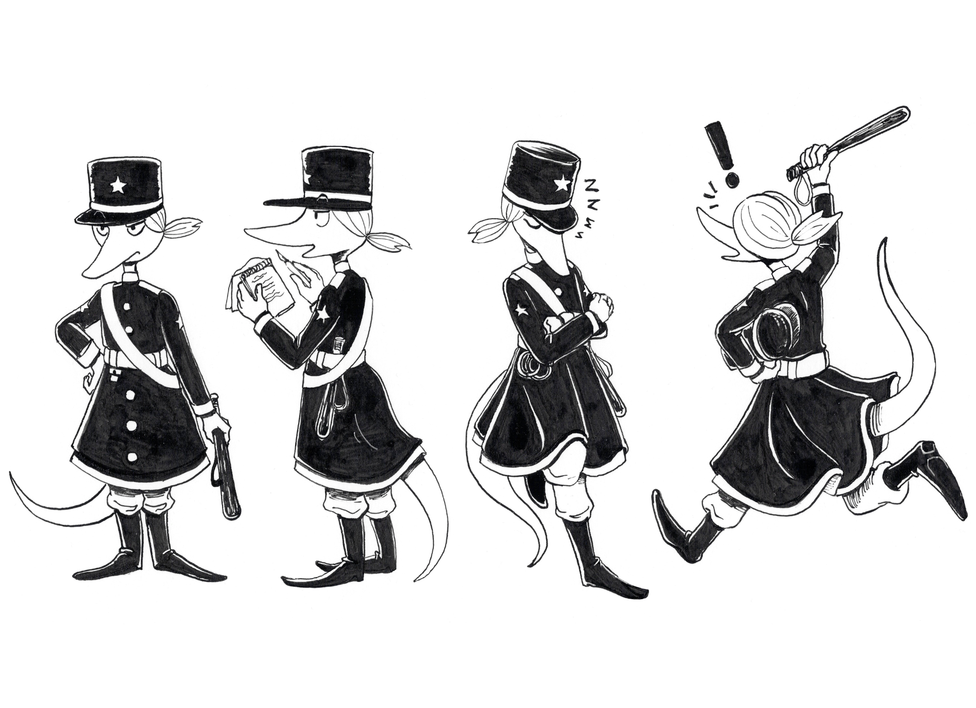Graphic novel character design model sheet