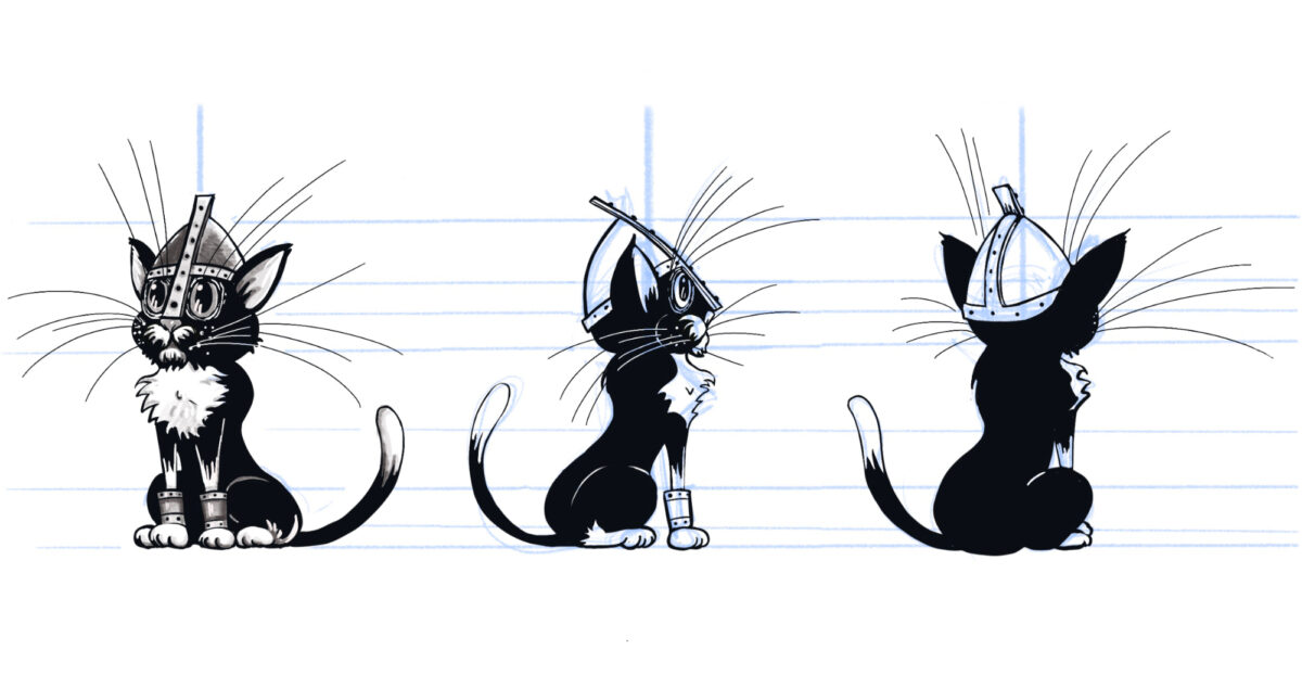Character design model sheet, actions and expressions