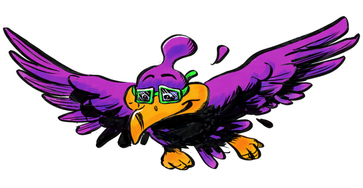 Bird flying character drawing