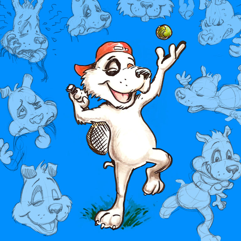 Cartoon drawing of character's actions and expressions