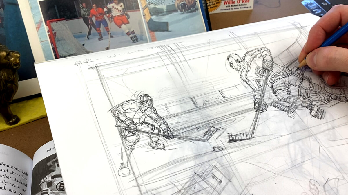 Pencilling a graphic novel panel